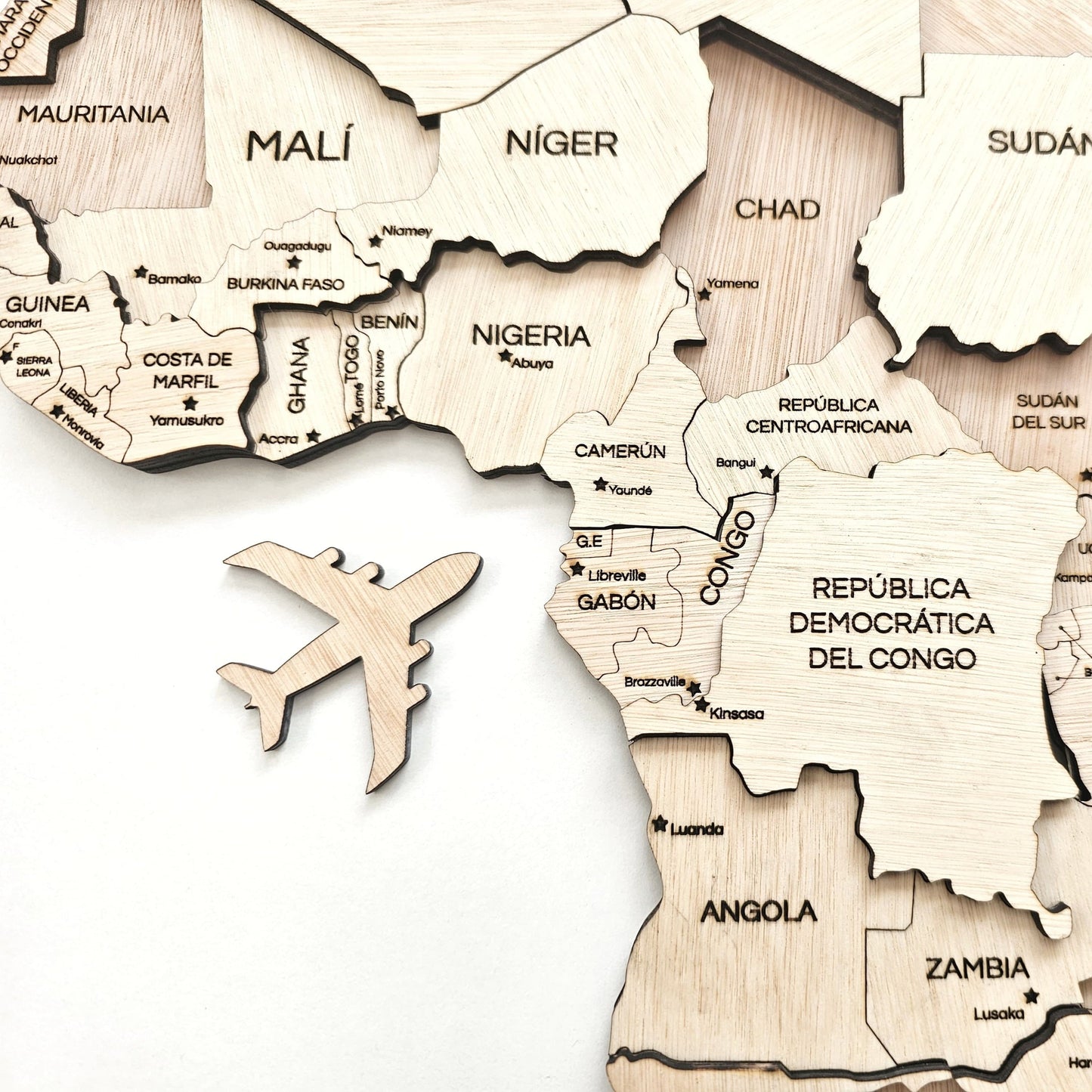 Mapa del mundo color natural 150 x 75 cm