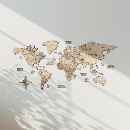 Mapa del mundo color natural 100 x 50 cm