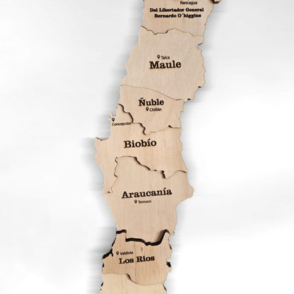 Mapa de chile 3d 180 cm color natural