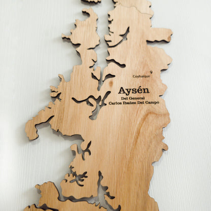 Mapa de chile 2d 180 cm color natural
