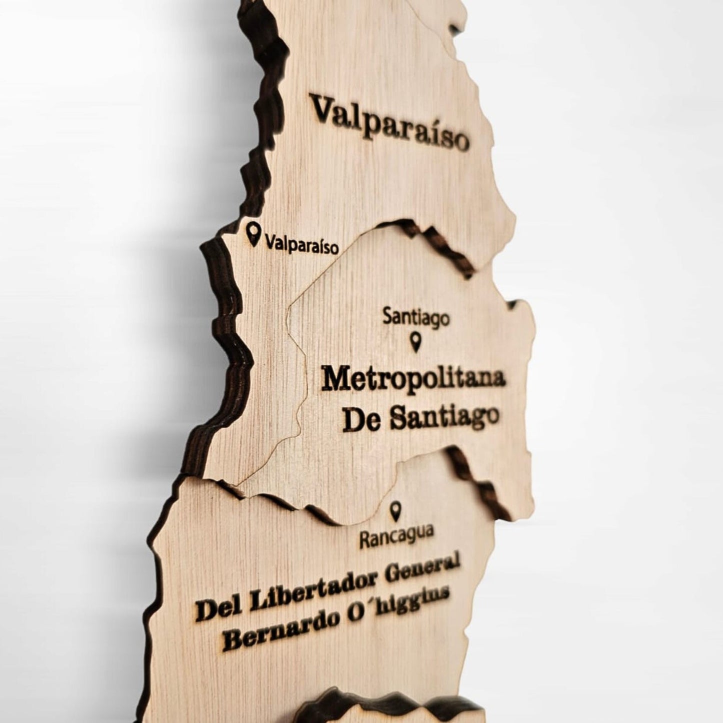 Mapa de chile 3d 180 cm color natural