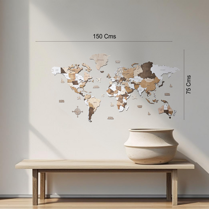 Mapa del mundo color nórdico 150 x 75 cm