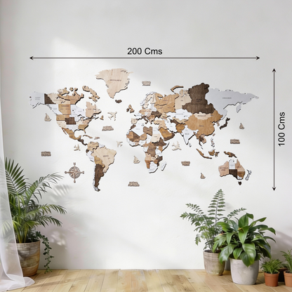 Mapa del mundo color nórdico 200 x 100 cm