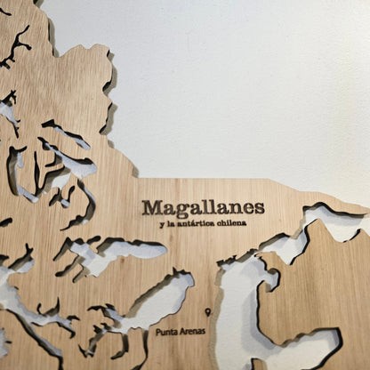 Mapa de chile 3d 180 cm color tierra